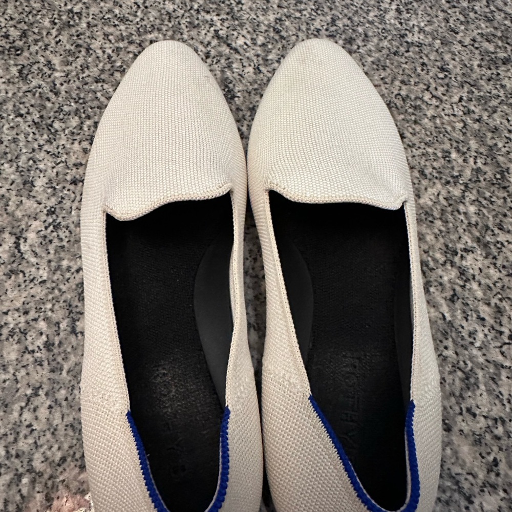 Rothy's Cream Flats with Blue Accent